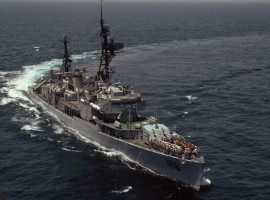 Naval ship on high seas